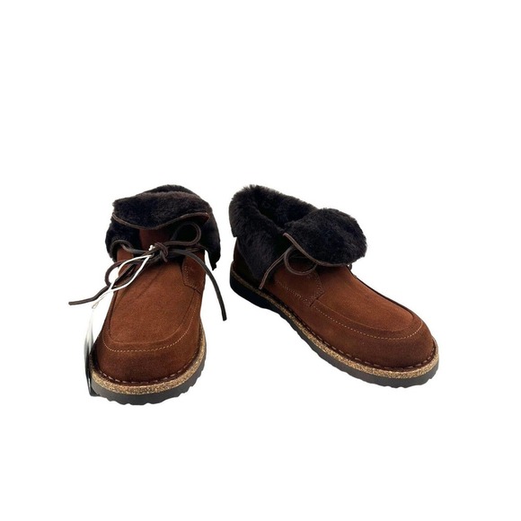 BIRKENSTOCK Bakki Ankle Boots Espresso Brown Suede Shearling Women Sz US 7 EU 37 - Picture 13 of 16